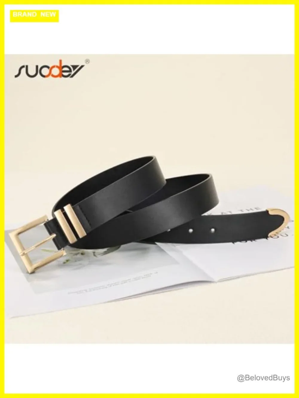 Faux Leather Plus Size Women's Belt with Gold Square Buckle for Jeans Pants